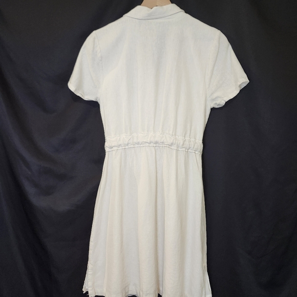 ModCloth Women's Linen Blend Shirt Dress Size M White Classic Preppy Coastal - Picture 5 of 6